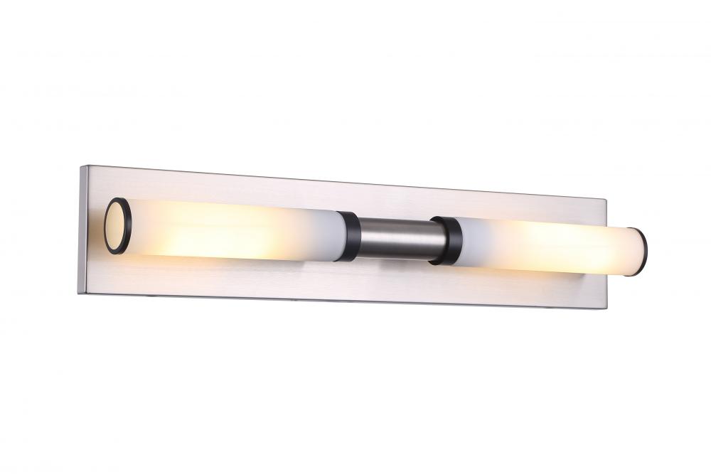 24" 2x 25W E26 vanity in Satin Nickel finish with Black rings